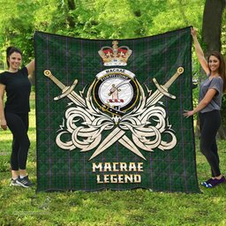 ScotsTee Shop Scottish MacRae Clan Crest Tartan Quilt The Golden Sword of Courageous Legacy Quilt