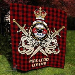 ScotsTee Shop Scottish MacLeod Black and Red Clan Crest Tartan Quilt The Golden Sword of Courageous Legacy Quilt