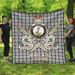 ScotsTee Shop Scottish Wallace Dress Clan Crest Tartan Quilt The Golden Sword of Courageous Legacy Quilt