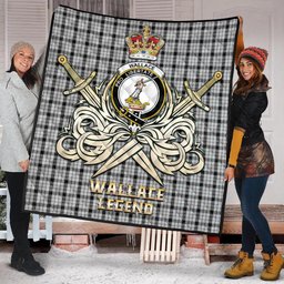 ScotsTee Shop Scottish Wallace Dress Clan Crest Tartan Quilt The Golden Sword of Courageous Legacy Quilt