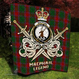 ScotsTee Shop Scottish MacPhail Blue Bands Clan Crest Tartan Quilt The Golden Sword of Courageous Legacy Quilt