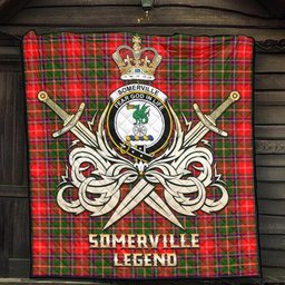 ScotsTee Shop Scottish Somerville Modern Clan Crest Tartan Quilt The Golden Sword of Courageous Legacy Quilt