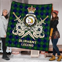 ScotsTee Shop Scottish Oliphant Modern Clan Crest Tartan Quilt The Golden Sword of Courageous Legacy Quilt