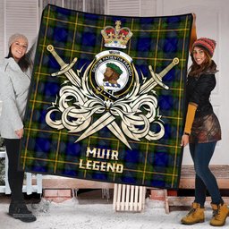 ScotsTee Shop Scottish Muir Clan Crest Tartan Quilt The Golden Sword of Courageous Legacy Quilt