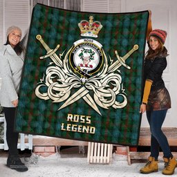 ScotsTee Shop Scottish Ross Hunting Clan Crest Tartan Quilt The Golden Sword of Courageous Legacy Quilt