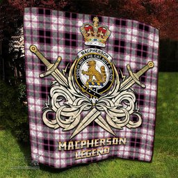 ScotsTee Shop Scottish MacPherson Hunting Modern Clan Crest Tartan Quilt The Golden Sword of Courageous Legacy Quilt