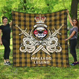 ScotsTee Shop Scottish MacLeod Clan Crest Tartan Quilt The Golden Sword of Courageous Legacy Quilt