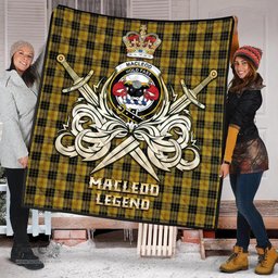 ScotsTee Shop Scottish MacLeod Clan Crest Tartan Quilt The Golden Sword of Courageous Legacy Quilt