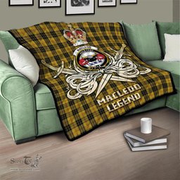 ScotsTee Shop Scottish MacLeod Clan Crest Tartan Quilt The Golden Sword of Courageous Legacy Quilt