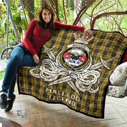 ScotsTee Shop Scottish MacLeod Clan Crest Tartan Quilt The Golden Sword of Courageous Legacy Quilt