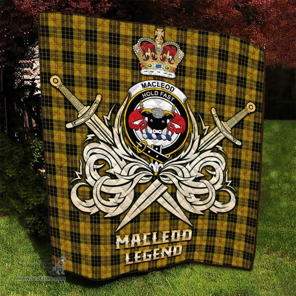 ScotsTee Shop Scottish MacLeod Clan Crest Tartan Quilt The Golden Sword of Courageous Legacy Quilt