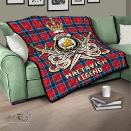 ScotsTee Shop Scottish MacTavish Modern Clan Crest Tartan Quilt The Golden Sword of Courageous Legacy Quilt