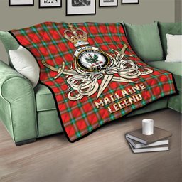 ScotsTee Shop Scottish MacLaine of Loch Buie Clan Crest Tartan Quilt The Golden Sword of Courageous Legacy Quilt