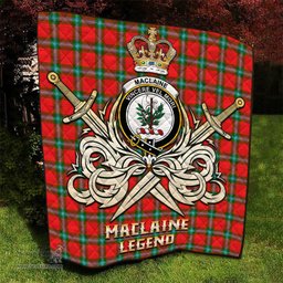 ScotsTee Shop Scottish MacLaine of Loch Buie Clan Crest Tartan Quilt The Golden Sword of Courageous Legacy Quilt