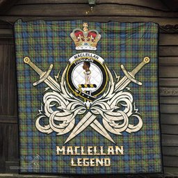 ScotsTee Shop Scottish MacLellan Ancient Clan Crest Tartan Quilt The Golden Sword of Courageous Legacy Quilt