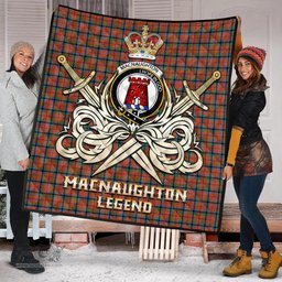 ScotsTee Shop Scottish MacNaughton Ancient Clan Crest Tartan Quilt The Golden Sword of Courageous Legacy Quilt