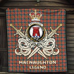 ScotsTee Shop Scottish MacNaughton Ancient Clan Crest Tartan Quilt The Golden Sword of Courageous Legacy Quilt
