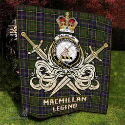 ScotsTee Shop Scottish MacMillan Hunting Modern Clan Crest Tartan Quilt The Golden Sword of Courageous Legacy Quilt