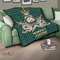ScotsTee Shop Scottish Murray of Atholl Ancient Clan Crest Tartan Quilt The Golden Sword of Courageous Legacy Quilt