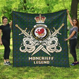 ScotsTee Shop Scottish Moncrieff of Atholl Clan Crest Tartan Quilt The Golden Sword of Courageous Legacy Quilt