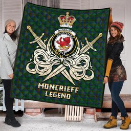 ScotsTee Shop Scottish Moncrieff of Atholl Clan Crest Tartan Quilt The Golden Sword of Courageous Legacy Quilt