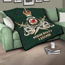 ScotsTee Shop Scottish Moncrieff of Atholl Clan Crest Tartan Quilt The Golden Sword of Courageous Legacy Quilt