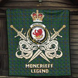 ScotsTee Shop Scottish Moncrieff of Atholl Clan Crest Tartan Quilt The Golden Sword of Courageous Legacy Quilt