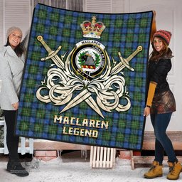 ScotsTee Shop Scottish MacLaren Ancient Clan Crest Tartan Quilt The Golden Sword of Courageous Legacy Quilt