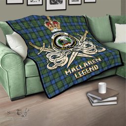 ScotsTee Shop Scottish MacLaren Ancient Clan Crest Tartan Quilt The Golden Sword of Courageous Legacy Quilt