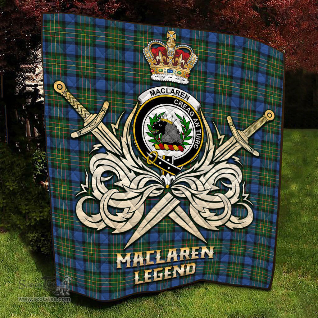 ScotsTee Shop Scottish MacLaren Ancient Clan Crest Tartan Quilt The Golden Sword of Courageous Legacy Quilt