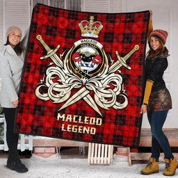 ScotsTee Shop Scottish MacLeod of Raasay Clan Crest Tartan Quilt The Golden Sword of Courageous Legacy Quilt