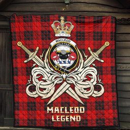ScotsTee Shop Scottish MacLeod of Raasay Clan Crest Tartan Quilt The Golden Sword of Courageous Legacy Quilt