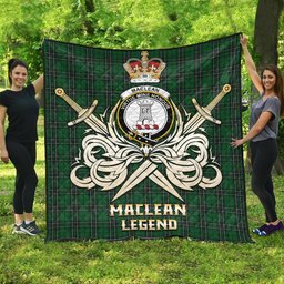 ScotsTee Shop Scottish MacLean of Duart Hunting Clan Crest Tartan Quilt The Golden Sword of Courageous Legacy Quilt