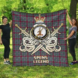 ScotsTee Shop Scottish Spens (Spence) Clan Crest Tartan Quilt The Golden Sword of Courageous Legacy Quilt