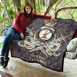 ScotsTee Shop Scottish Spens (Spence) Clan Crest Tartan Quilt The Golden Sword of Courageous Legacy Quilt