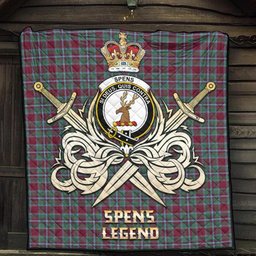 ScotsTee Shop Scottish Spens (Spence) Clan Crest Tartan Quilt The Golden Sword of Courageous Legacy Quilt