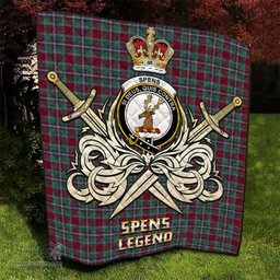 ScotsTee Shop Scottish Spens (Spence) Clan Crest Tartan Quilt The Golden Sword of Courageous Legacy Quilt