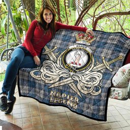 ScotsTee Shop Scottish Napier Modern Clan Crest Tartan Quilt The Golden Sword of Courageous Legacy Quilt