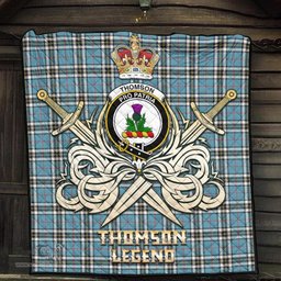 ScotsTee Shop Scottish Thomson Clan Crest Tartan Quilt The Golden Sword of Courageous Legacy Quilt