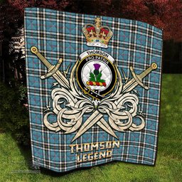ScotsTee Shop Scottish Thomson Clan Crest Tartan Quilt The Golden Sword of Courageous Legacy Quilt