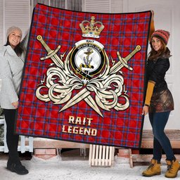 ScotsTee Shop Scottish Rait Clan Crest Tartan Quilt The Golden Sword of Courageous Legacy Quilt