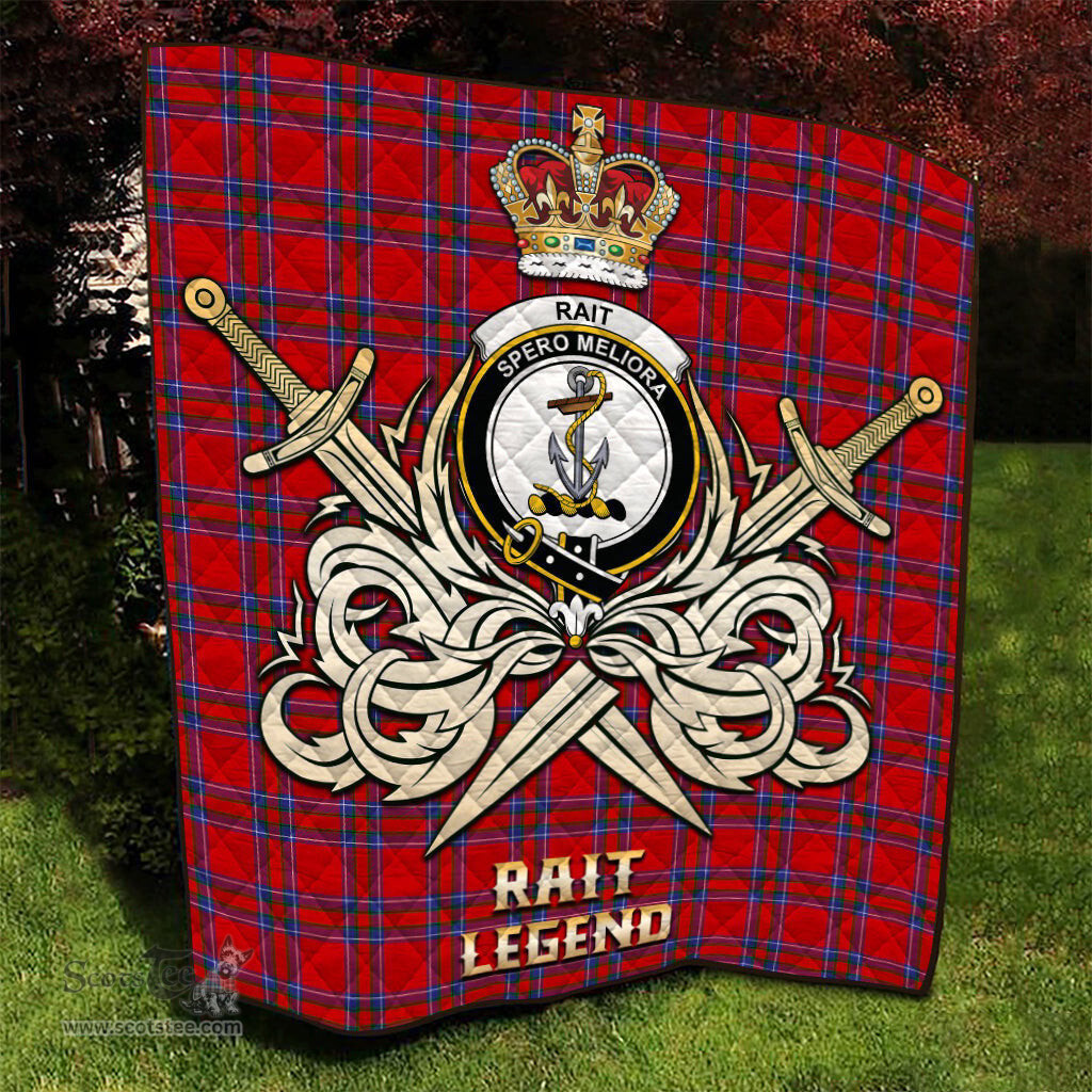 ScotsTee Shop Scottish Rait Clan Crest Tartan Quilt The Golden Sword of Courageous Legacy Quilt