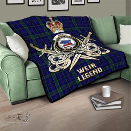 ScotsTee Shop Scottish Weir Clan Crest Tartan Quilt The Golden Sword of Courageous Legacy Quilt