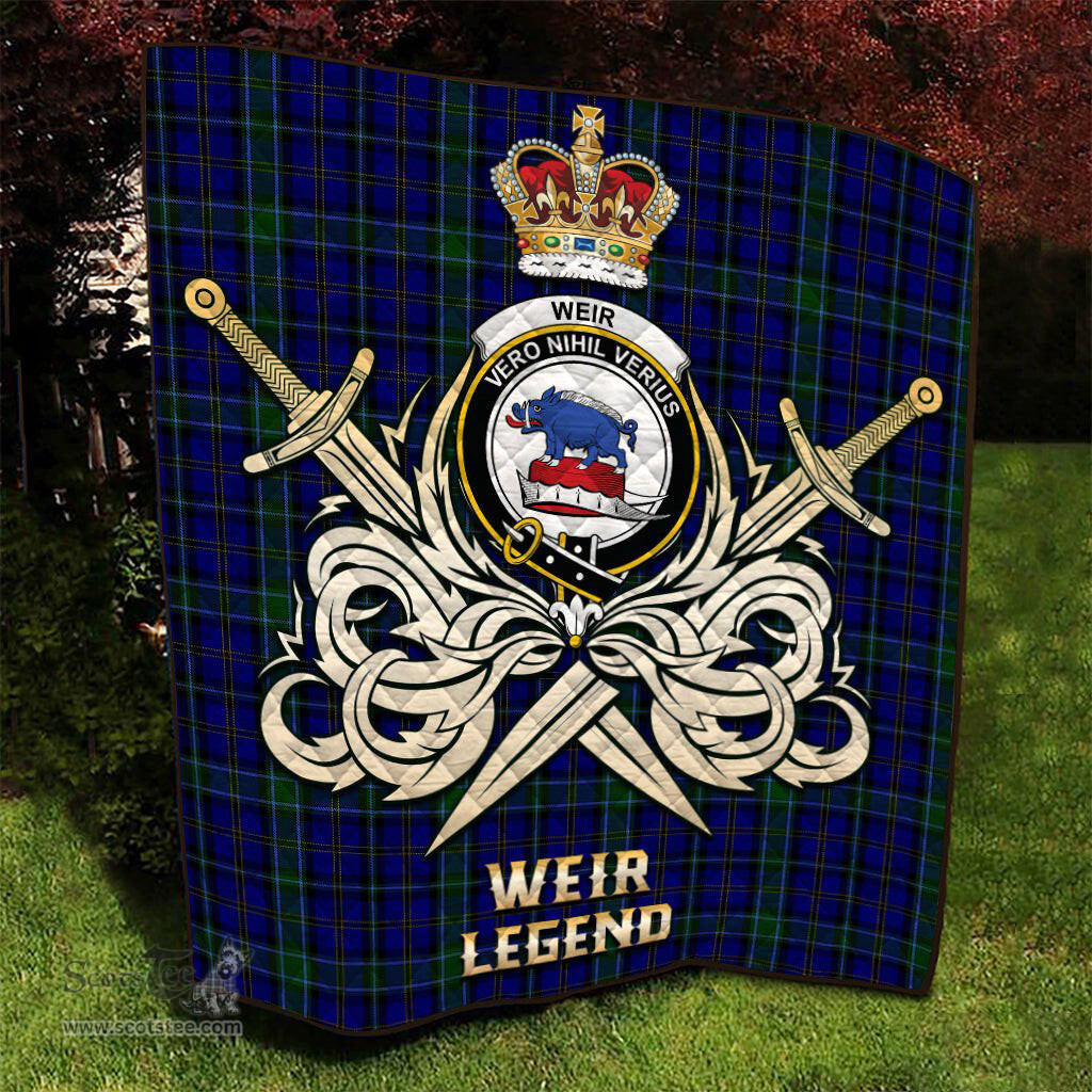 ScotsTee Shop Scottish Weir Clan Crest Tartan Quilt The Golden Sword of Courageous Legacy Quilt