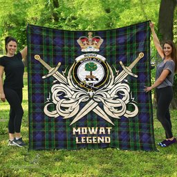 ScotsTee Shop Scottish Mowat Clan Crest Tartan Quilt The Golden Sword of Courageous Legacy Quilt