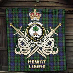 ScotsTee Shop Scottish Mowat Clan Crest Tartan Quilt The Golden Sword of Courageous Legacy Quilt