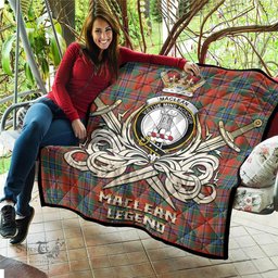 ScotsTee Shop Scottish MacLean of Duart Ancient Clan Crest Tartan Quilt The Golden Sword of Courageous Legacy Quilt