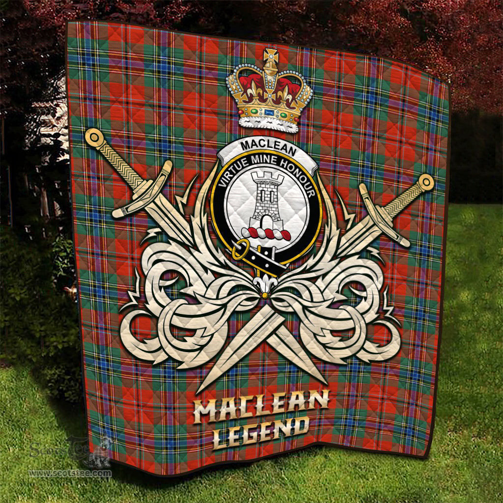 ScotsTee Shop Scottish MacLean of Duart Ancient Clan Crest Tartan Quilt The Golden Sword of Courageous Legacy Quilt