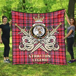 ScotsTee Shop Scottish Straiton Clan Crest Tartan Quilt The Golden Sword of Courageous Legacy Quilt