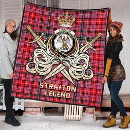 ScotsTee Shop Scottish Straiton Clan Crest Tartan Quilt The Golden Sword of Courageous Legacy Quilt